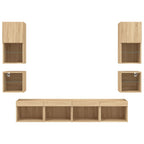Mobili TV a Muro con LED 8pz Rovere Sonoma Legno Multistrato