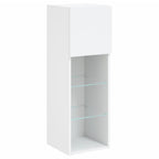 Mobili TV a Muro con LED 5pz Bianchi in Legno Multistrato