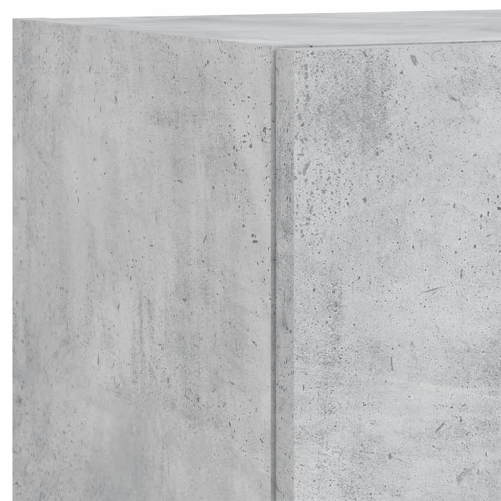 Mobili TV a Muro con LED 5pz Grigio Cemento Legno Multistrato