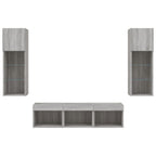 Mobili TV a Muro con LED 5pz Grigio Sonoma in Legno Multistrato