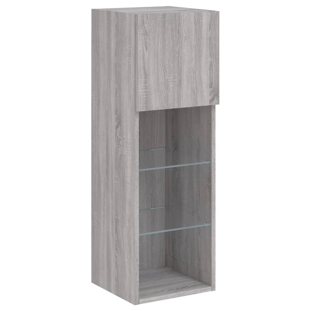 Mobili TV a Muro con LED 5pz Grigio Sonoma in Legno Multistrato