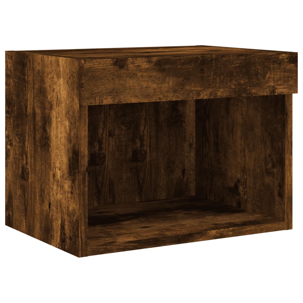Mobili TV a Muro con LED 5pz Rovere Fumo in Legno Multistrato