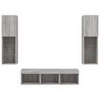 Mobili TV a Muro con LED 5pz Grigio Sonoma in Legno Multistrato