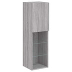 Mobili TV a Muro con LED 5pz Grigio Sonoma in Legno Multistrato