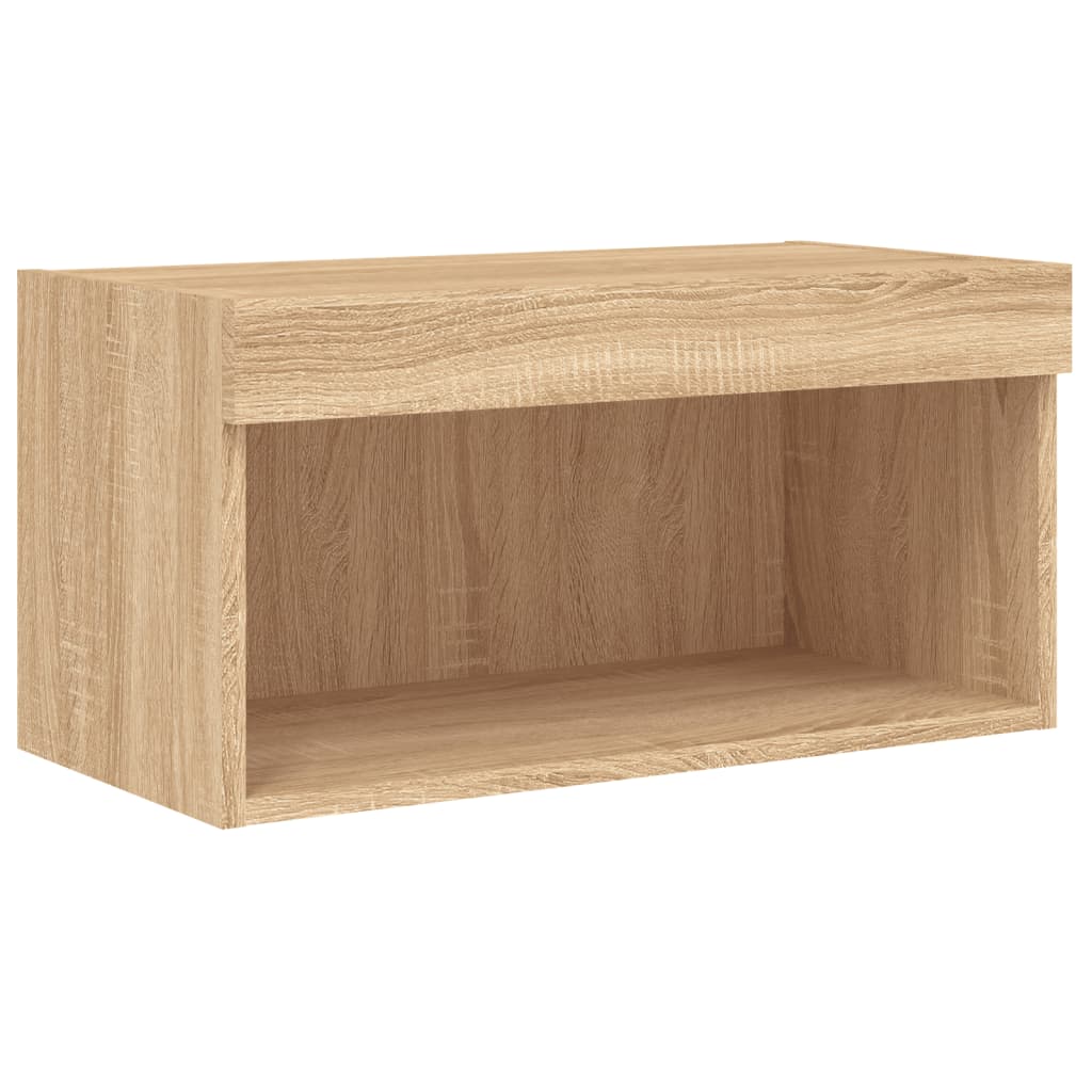 Mobili TV a Muro con LED 6pz Rovere Sonoma Legno Multistrato