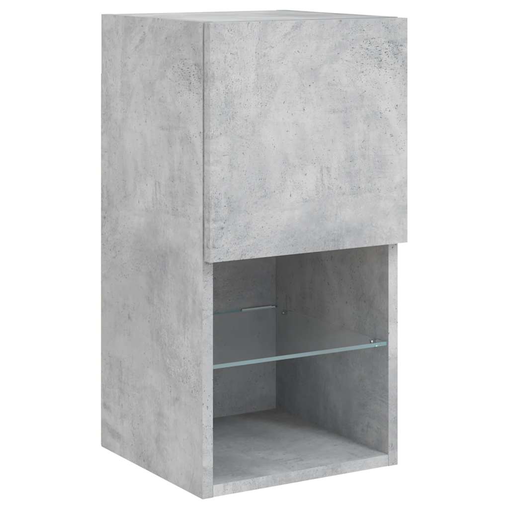 Mobili TV a Muro con LED 6pz Grigio Cemento Legno Multistrato