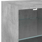 Mobili TV a Muro con LED 6pz Grigio Cemento Legno Multistrato