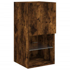 Mobili TV a Muro con LED 6pz Rovere Fumo in Legno Multistrato