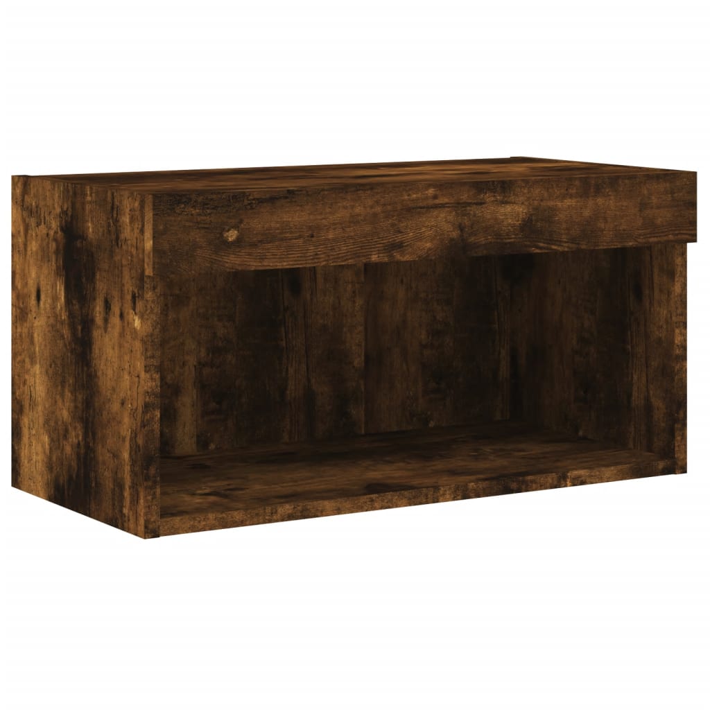Mobili TV a Muro con LED 6pz Rovere Fumo in Legno Multistrato