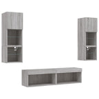 Mobili TV a Muro con LED 6pz Grigio Sonoma Legno Multistrato