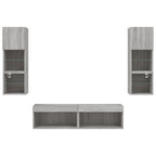 Mobili TV a Muro con LED 6pz Grigio Sonoma Legno Multistrato