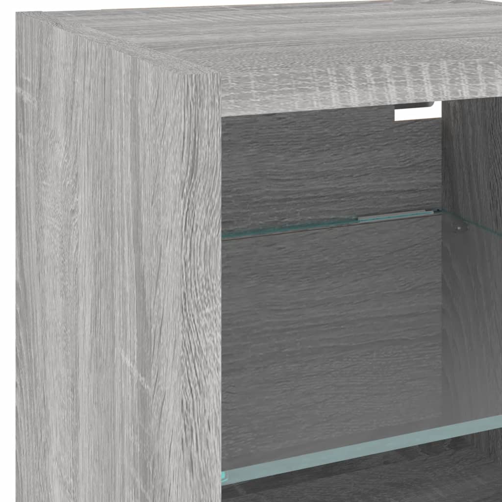 Mobili TV a Muro con LED 6pz Grigio Sonoma Legno Multistrato