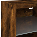 Mobili TV a Muro con LED 6pz Rovere Fumo in Legno Multistrato