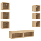 Mobili TV a Muro con LED 8pz Rovere Sonoma Legno Multistrato