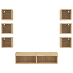 Mobili TV a Muro con LED 8pz Rovere Sonoma Legno Multistrato