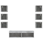 Mobili TV a Muro con LED 8pz Grigio Cemento Legno Multistrato