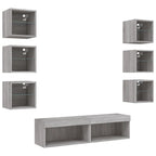 Mobili TV a Muro con LED 8pz Grigio Sonoma Legno Multistrato