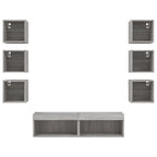 Mobili TV a Muro con LED 8pz Grigio Sonoma Legno Multistrato