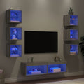 Mobili TV a Muro con LED 8pz Grigio Sonoma Legno Multistrato