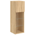 Mobili TV a Muro con LED 4pz Rovere Sonoma Legno Multistrato