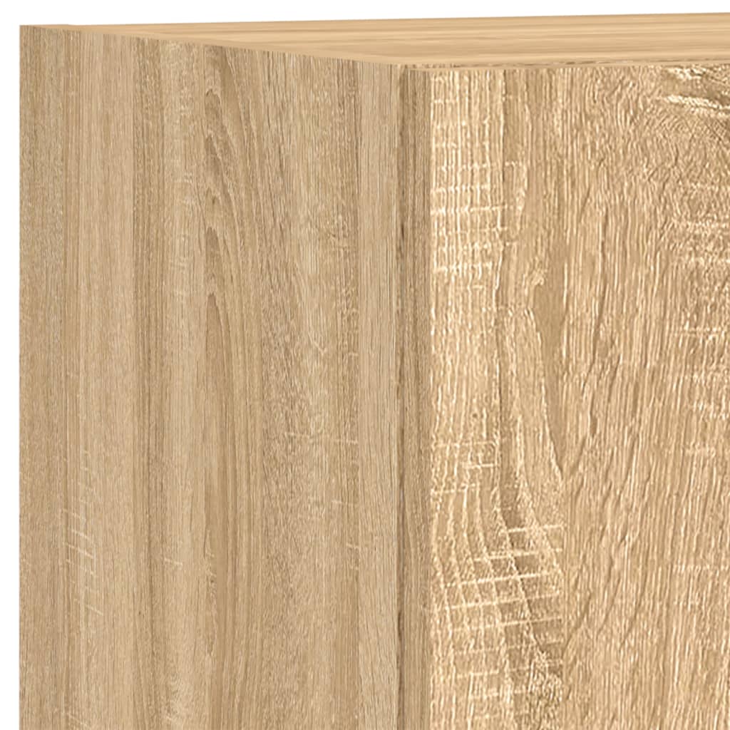 Mobili TV a Muro con LED 4pz Rovere Sonoma Legno Multistrato