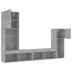 Mobili TV a Muro con LED 4pz Grigio Cemento Legno Multistrato