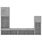 Mobili TV a Muro con LED 4pz Grigio Cemento Legno Multistrato
