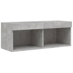 Mobili TV a Muro con LED 4pz Grigio Cemento Legno Multistrato