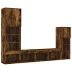 Mobili TV a Muro con LED 4pz Rovere Fumo in Legno Multistrato