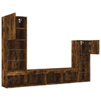 Mobili TV a Muro con LED 4pz Rovere Fumo in Legno Multistrato
