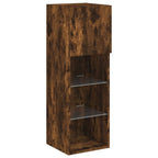 Mobili TV a Muro con LED 4pz Rovere Fumo in Legno Multistrato