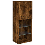 Mobili TV a Muro con LED 4pz Rovere Fumo in Legno Multistrato