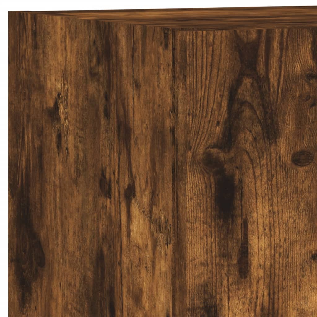 Mobili TV a Muro con LED 4pz Rovere Fumo in Legno Multistrato