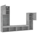 Mobili TV a Muro con LED 4pz Grigio Cemento Legno Multistrato