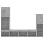 Mobili TV a Muro con LED 4pz Grigio Cemento Legno Multistrato