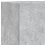 Mobili TV a Muro con LED 4pz Grigio Cemento Legno Multistrato