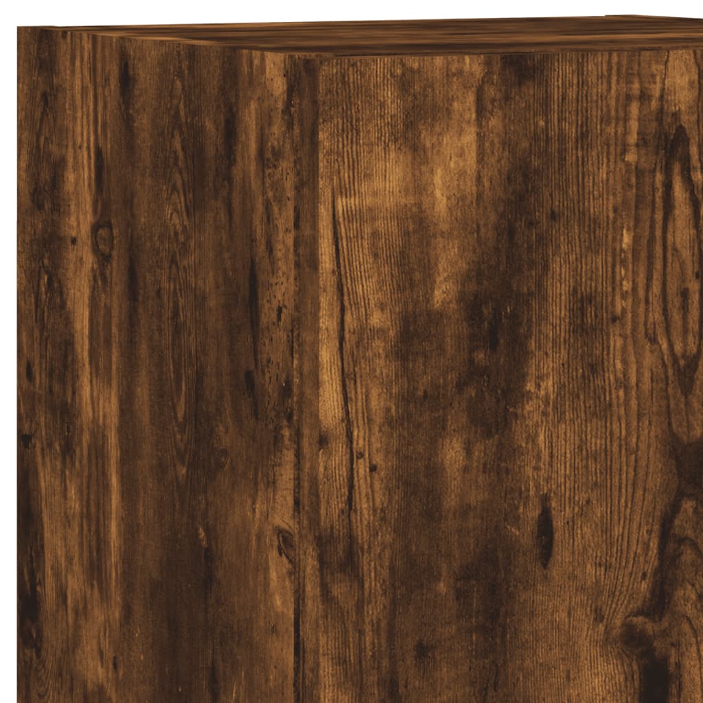 Mobili TV a Muro con LED 4pz Rovere Fumo in Legno Multistrato