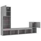 Mobili TV a Muro con LED 4pz Grigio Sonoma in Legno Multistrato