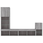 Mobili TV a Muro con LED 4pz Grigio Sonoma in Legno Multistrato