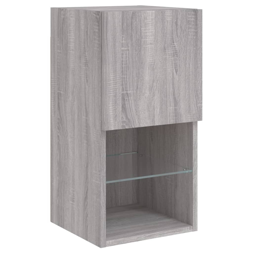 Mobili TV a Muro con LED 4pz Grigio Sonoma in Legno Multistrato