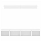 Mobili TV a Muro con LED 5pz Bianchi in Legno Multistrato