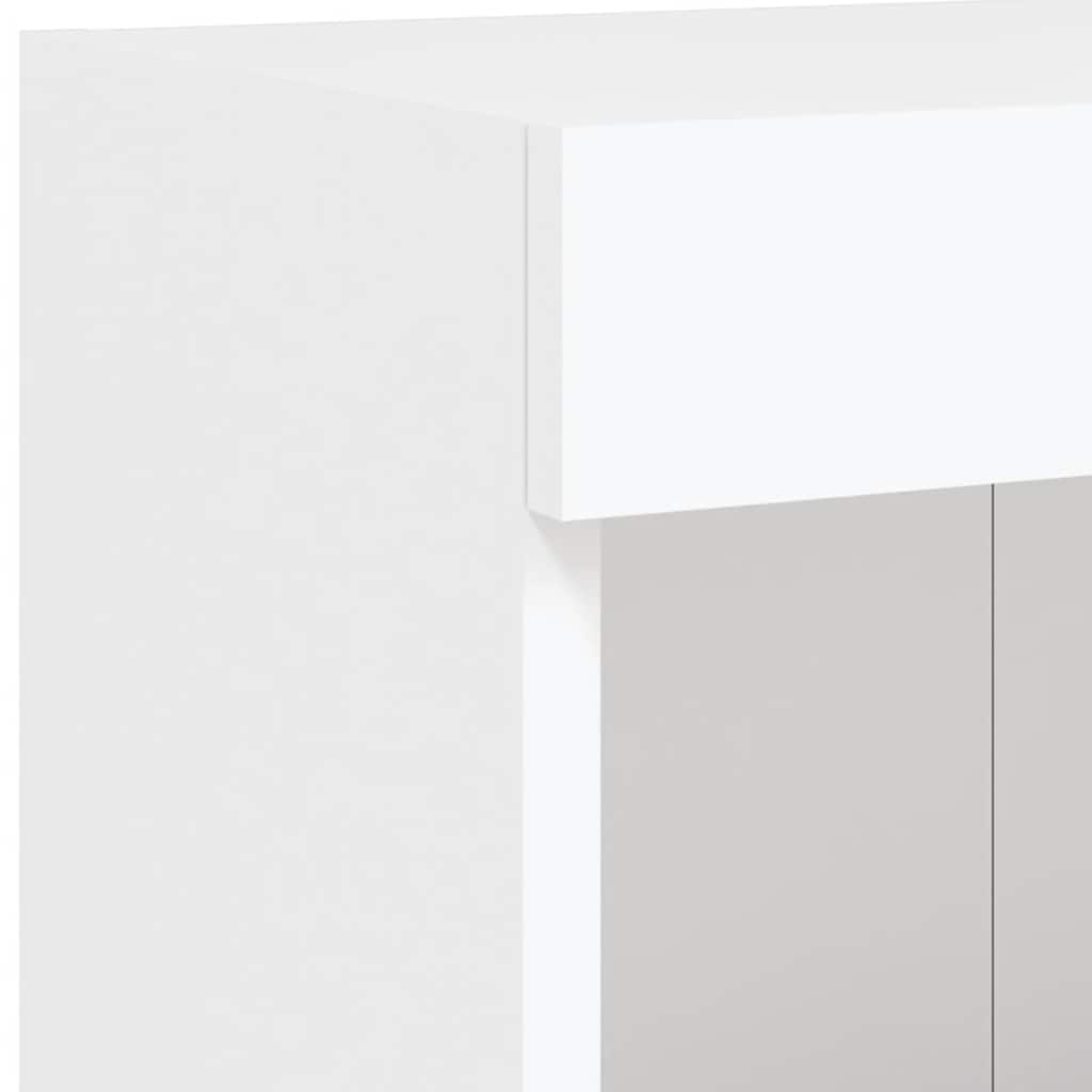 Mobili TV a Muro con LED 5pz Bianchi in Legno Multistrato