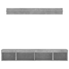 Mobili TV a Muro con LED 5pz Grigio Cemento Legno Multistrato