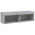 Mobili TV a Muro con LED 5pz Grigio Cemento Legno Multistrato
