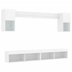 Mobili TV a Muro con LED 6pz Bianchi in Legno Multistrato