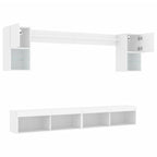 Mobili TV a Muro con LED 6pz Bianchi in Legno Multistrato