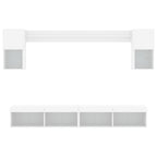 Mobili TV a Muro con LED 6pz Bianchi in Legno Multistrato