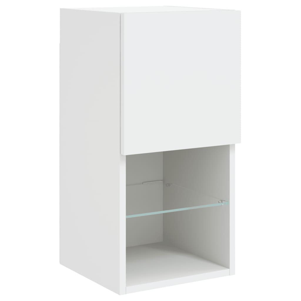 Mobili TV a Muro con LED 6pz Bianchi in Legno Multistrato