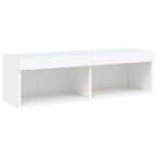 Mobili TV a Muro con LED 6pz Bianchi in Legno Multistrato
