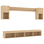 Mobili TV a Muro con LED 6pz Rovere Sonoma Legno Multistrato